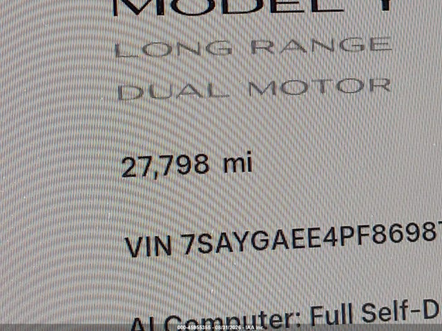 2023 Tesla Model Y Awd/long Range Dual Motor All-wheel Drive მანქანა იყიდება აუქციონზე, vin: 7SAYGAEE4PF869871, აუქციონის ნომერი: 45955355