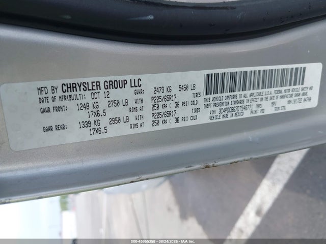 45955358 :رقم المزاد ، 3C4PDCBG7DT546771 vin ، 2013 Dodge Journey Sxt مزاد بيع