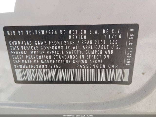 Volkswagen Jetta 1.4t Se 2017 3VWDB7AJ3HM279753 Image 9