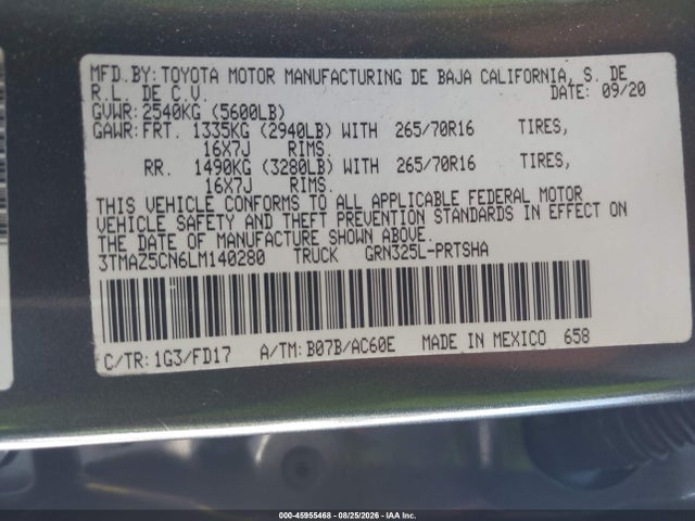 3TMAZ5CN6LM140280 Toyota Tacoma Trd Off-road