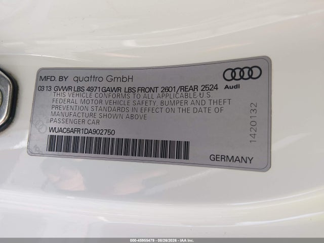 Aukcja sprzedaży 2013 Audi Rs 5 4.2, vin: WUAC6AFR1DA902750, numer aukcji: 45955479