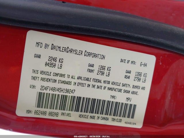 Aukcja sprzedaży 2005 Dodge Magnum Se, vin: 2D4FV48V45H190247, numer aukcji: 45955521