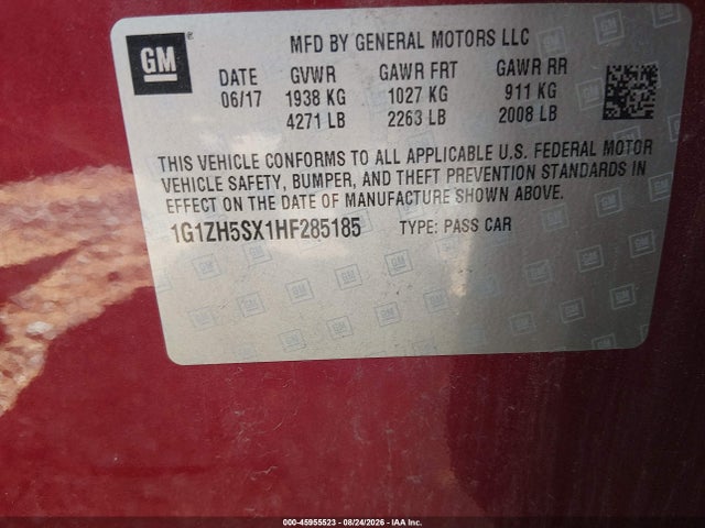 Aukcja sprzedaży 2017 Chevrolet Malibu Premier, vin: 1G1ZH5SX1HF285185, numer aukcji: 45955523