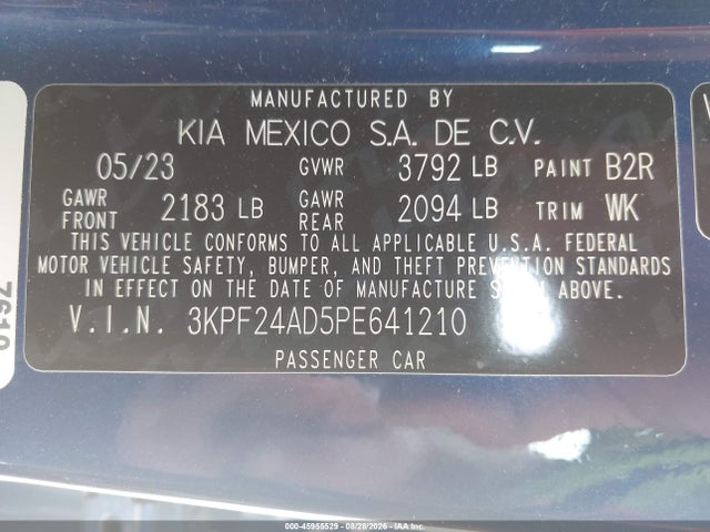Продажа на аукционе авто 2023 Kia Forte Lxs, vin: 3KPF24AD5PE641210, номер лота: 45955529