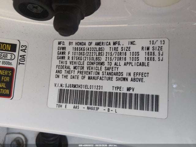 Honda CR-V LX 2014 5J6RM3H31EL011231 Image 9