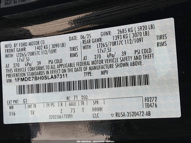 1FMDE7BH0SLA97311 Ford Bronco Big Bend