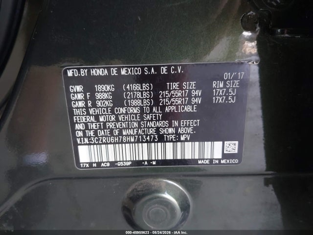3CZRU6H78HM713473 Honda Hr-v Ex-l