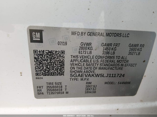 2020 Buick Enclave Awd Essence მანქანა იყიდება აუქციონზე, vin: 5GAEVAKW5LJ111724, აუქციონის ნომერი: 45955631