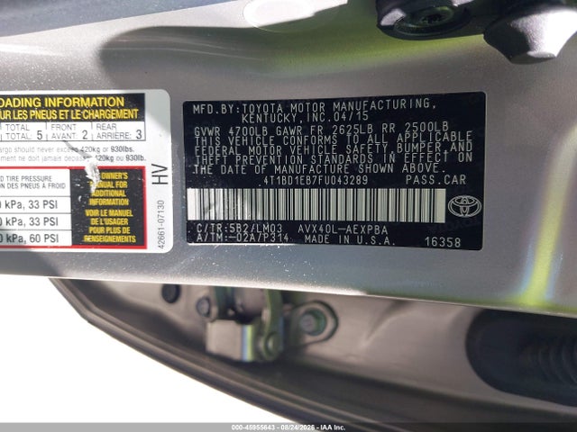 Toyota Avalon Hybrid Limited 2015 4T1BD1EB7FU043289 Image 9