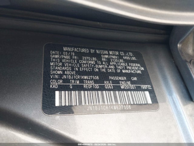 Продаж на аукціоні авто 2019 Nissan Rogue Sport Sv, vin: JN1BJ1CR1KW627508, номер лоту: 45955678