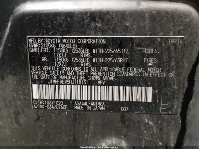 Toyota Rav4 Xle 2017 JTMRFREV5HJ118131 Image 9