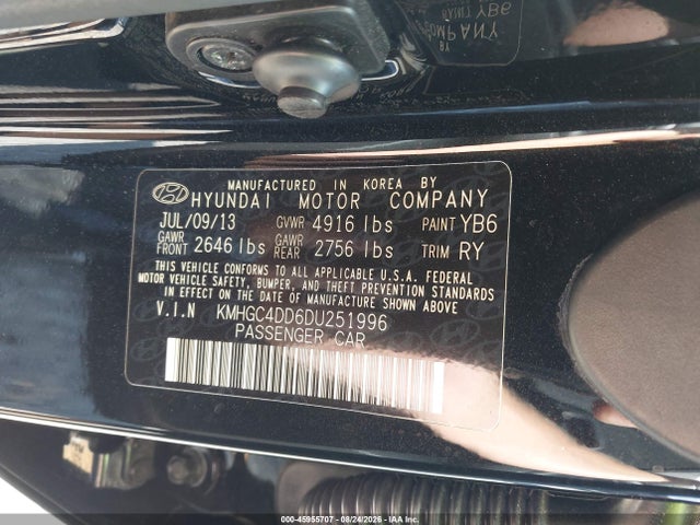 Продаж на аукціоні авто 2013 Hyundai Genesis 3.8, vin: KMHGC4DD6DU251996, номер лоту: 45955707