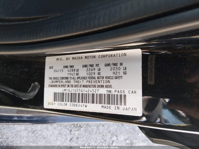 Продажа на аукционе авто 2016 Mazda Mazda6 I Sport, vin: JM1GJ1U55G1424527, номер лота: 45955713