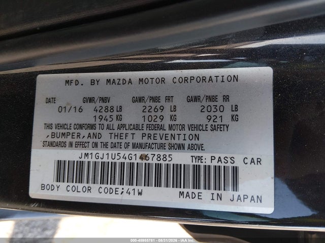 Продаж на аукціоні авто 2016 Mazda Mazda6 I Sport, vin: JM1GJ1U54G1467885, номер лоту: 45955781