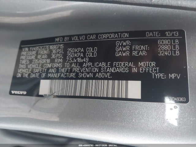 Продажа на аукционе авто 2014 Volvo Xc90 3.2, vin: YV4952CZ7E1690715, номер лота: 45955793