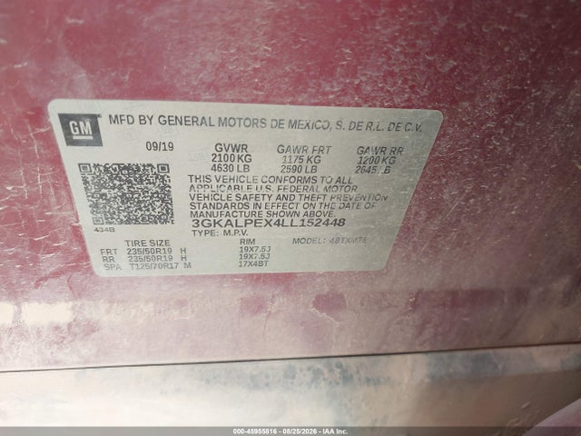 45955816 :رقم المزاد ، 3GKALPEX4LL152448 vin ، 2020 Gmc Terrain Fwd Slt مزاد بيع