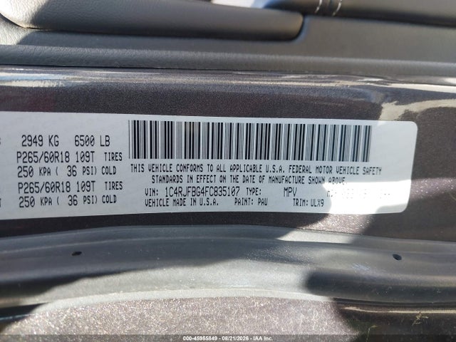 1C4RJFBG4FC835107 Jeep Grand Cherokee Limited