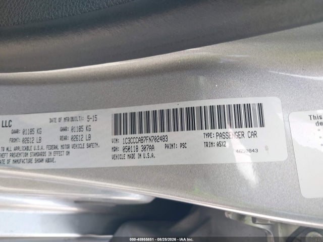45955851 :رقم المزاد ، 1C3CCCAB7FN702483 vin ، 2015 Chrysler 200 Limited مزاد بيع