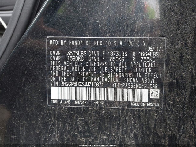 45955950 :رقم المزاد ، 3HGGK5H63JM710671 vin ، 2018 Honda Fit Sport مزاد بيع