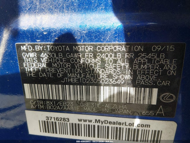 Lexus IS 350 2016 JTHBE1D23G5023649 Image 9