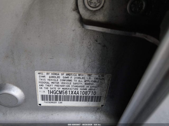 Продаж на аукціоні авто 2004 Honda Accord 2.4 Dx, vin: 1HGCM561X4A108710, номер лоту: 45955957