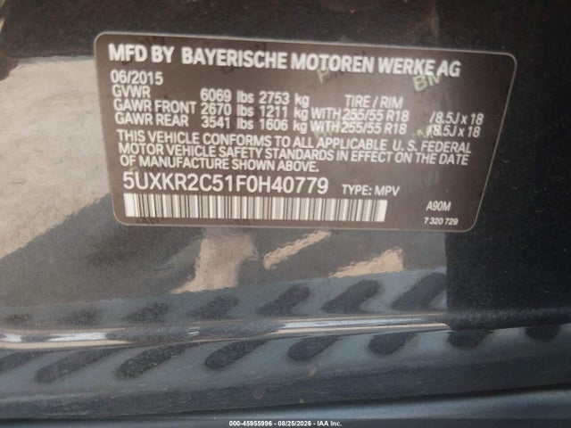 Продажа на аукционе авто 2015 Bmw X5 Sdrive35i, vin: 5UXKR2C51F0H40779, номер лота: 45955996