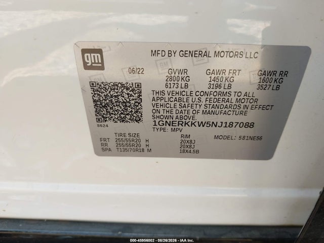 Продажа на аукционе авто 2022 Chevrolet Traverse Fwd Premier, vin: 1GNERKKW5NJ187088, номер лота: 45956002