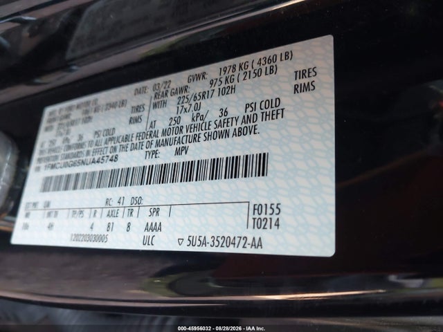 Продажа на аукционе авто 2022 Ford Escape Se, vin: 1FMCU0G65NUA45748, номер лота: 45956032