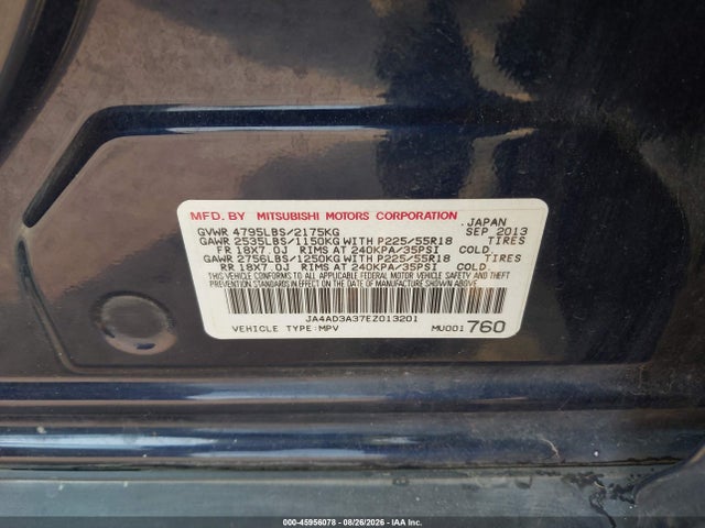 Aukcja sprzedaży 2014 Mitsubishi Outlander Se, vin: JA4AD3A37EZ013201, numer aukcji: 45956078