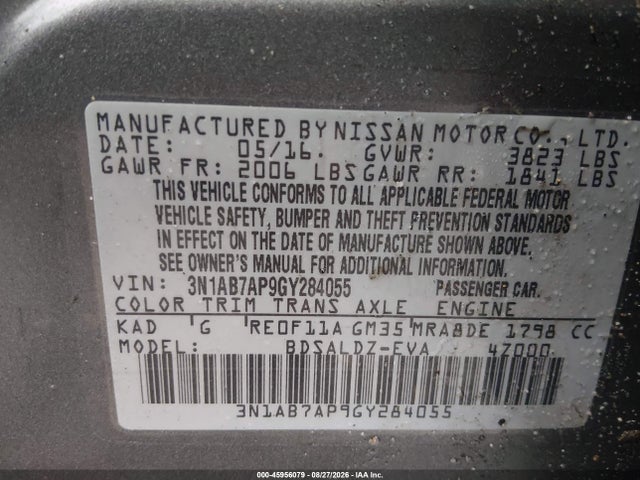 Nissan SENTRA SV 2016 3N1AB7AP9GY284055 Image 9