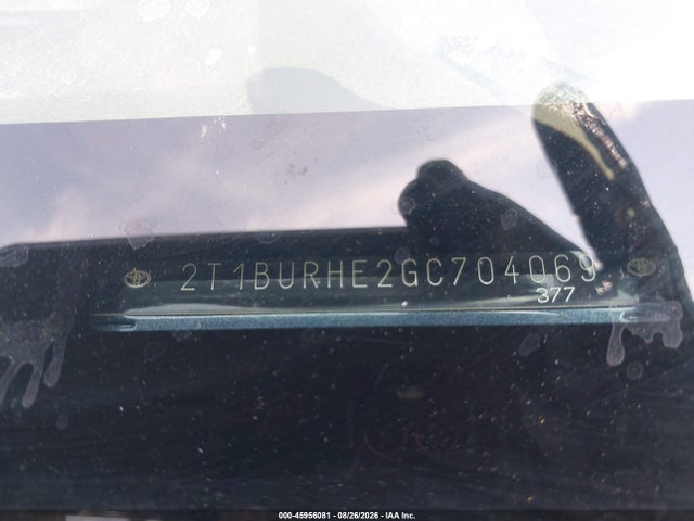 45956081 :رقم المزاد ، 2T1BURHE2GC704069 vin ، 2016 Toyota Corolla S Premium مزاد بيع