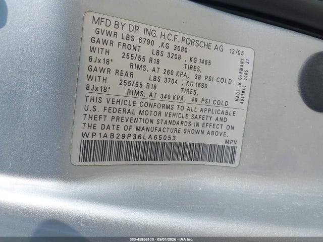 Продаж на аукціоні авто 2006 Porsche Cayenne S/s Titanium Edition, vin: WP1AB29P36LA65053, номер лоту: 45956130