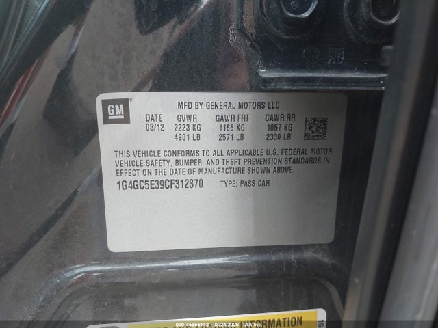 2012 Buick Lacrosse Leather Group მანქანა იყიდება აუქციონზე, vin: 1G4GC5E39CF312370, აუქციონის ნომერი: 45956142