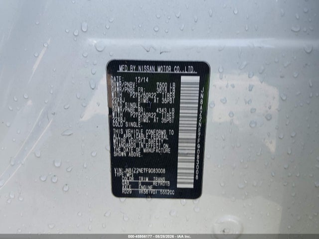 Aukcja sprzedaży 2015 Infiniti Qx80, vin: JN8AZ2NE7F9083008, numer aukcji: 45956177