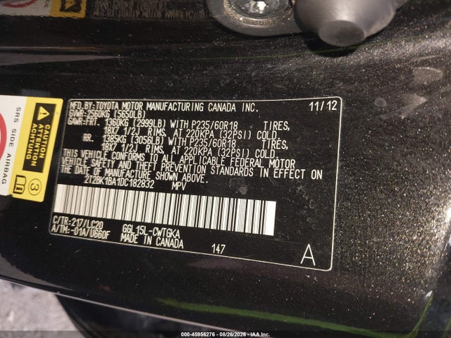 Aukcja sprzedaży 2013 Lexus Rx 350, vin: 2T2BK1BA1DC182832, numer aukcji: 45956276