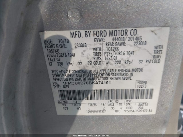 Продажа на аукционе авто 2011 Ford Escape Xlt, vin: 1FMCU0D70BKA74191, номер лота: 45956292
