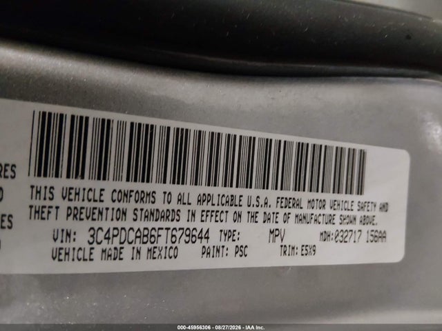 45956306 :رقم المزاد ، 3C4PDCAB6FT679644 vin ، 2015 Dodge Journey American Value Pkg مزاد بيع