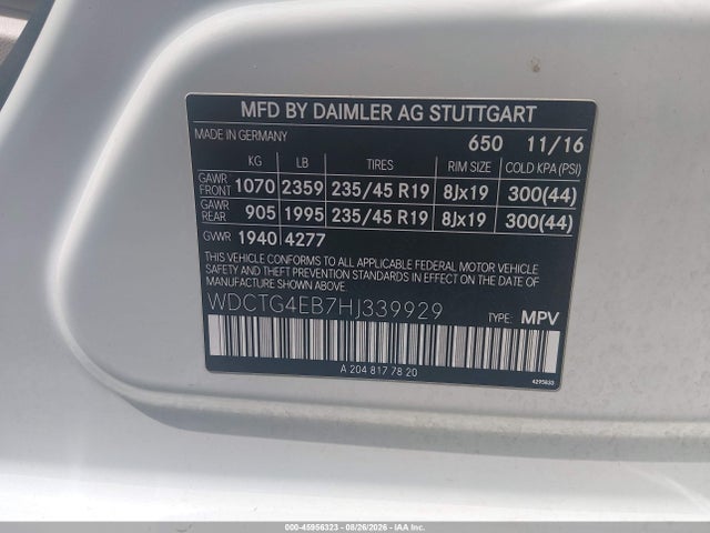 Mercedes-Benz GLA 250 2017 WDCTG4EB7HJ339929 Image 9