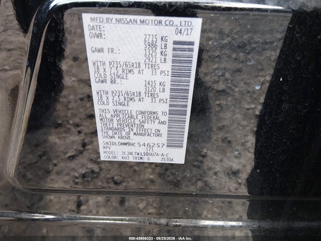 5N1DL0MM9HC546257 Infiniti QX60