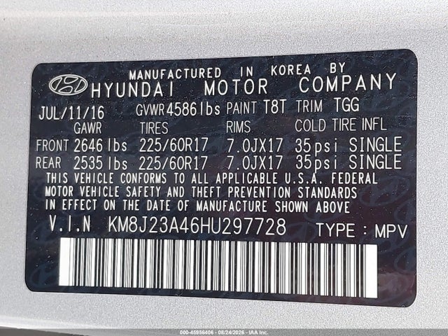 Hyundai TUCSON SE 2017 KM8J23A46HU297728 Image 9