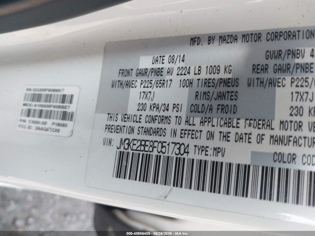 2015 Mazda Cx-5 Sport მანქანა იყიდება აუქციონზე, vin: JM3KE2BE8F0517304, აუქციონის ნომერი: 45956459