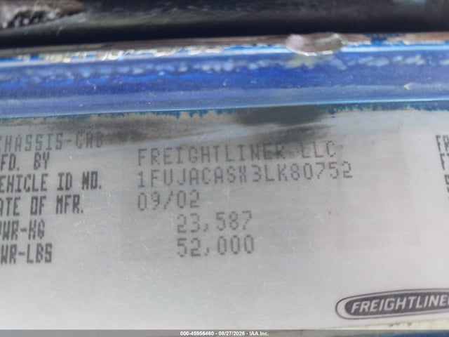 Aukcja sprzedaży 2003 Freightliner Conventional Fld112, vin: 1FUJACASX3LK80752, numer aukcji: 45956460