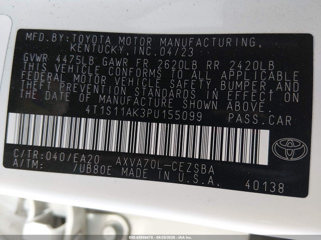 4T1S11AK3PU155099 Toyota CAMRY SE