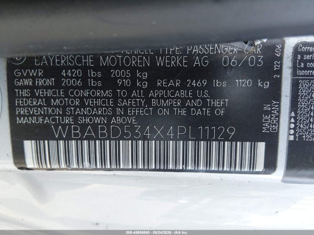Продажа на аукционе авто 2004 Bmw 330ci, vin: WBABD534X4PL11129, номер лота: 45956560