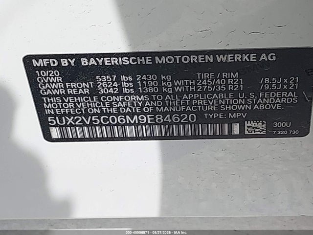 Продажа на аукционе авто 2021 Bmw X4 M40i, vin: 5UX2V5C06M9E84620, номер лота: 45956571
