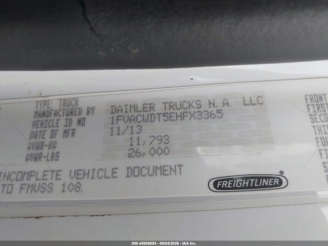Aukcja sprzedaży 2014 Freightliner M2 106 Medium Duty, vin: 1FVACWDT5EHFX3365, numer aukcji: 45956593