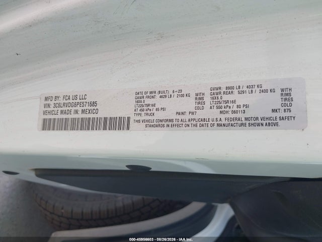3C6LRVDG6PE571685 RAM Promaster 2500 High Roof 159 Wb