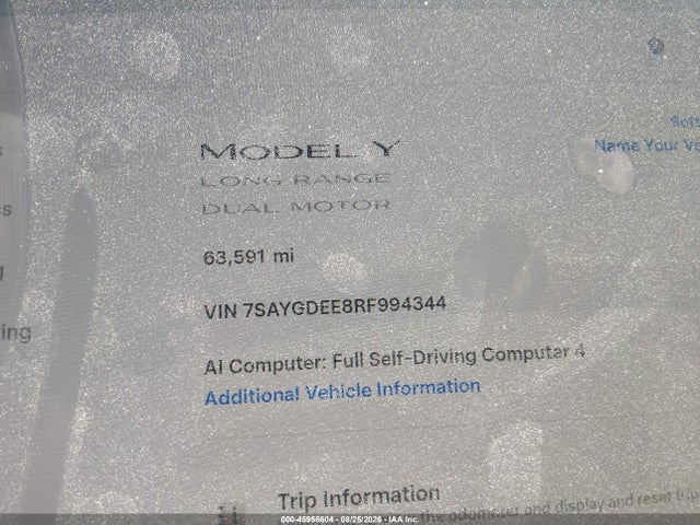 Продаж на аукціоні авто 2024 Tesla Model Y Long Range Dual Motor All-wheel Drive, vin: 7SAYGDEE8RF994344, номер лоту: 45956604