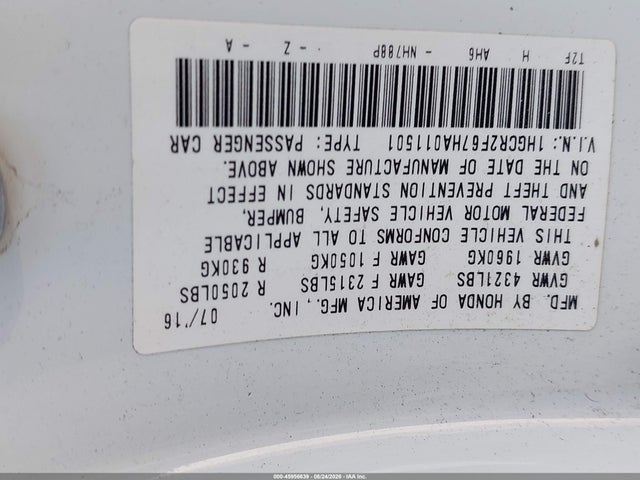Продажа на аукционе авто 2017 Honda Accord Sport, vin: 1HGCR2F67HA011501, номер лота: 45956639