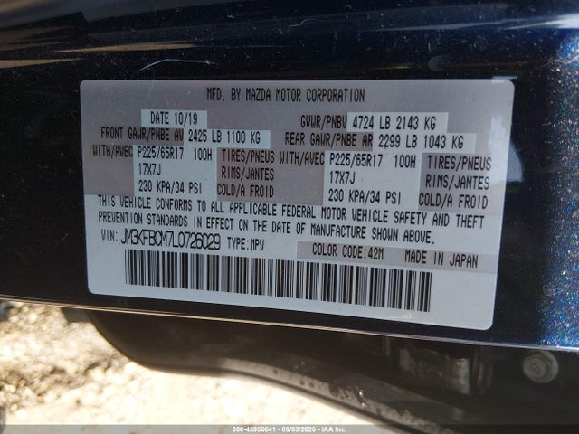 45956641 :رقم المزاد ، JM3KFBCM7L0726029 vin ، 2020 Mazda Cx-5 Touring مزاد بيع
